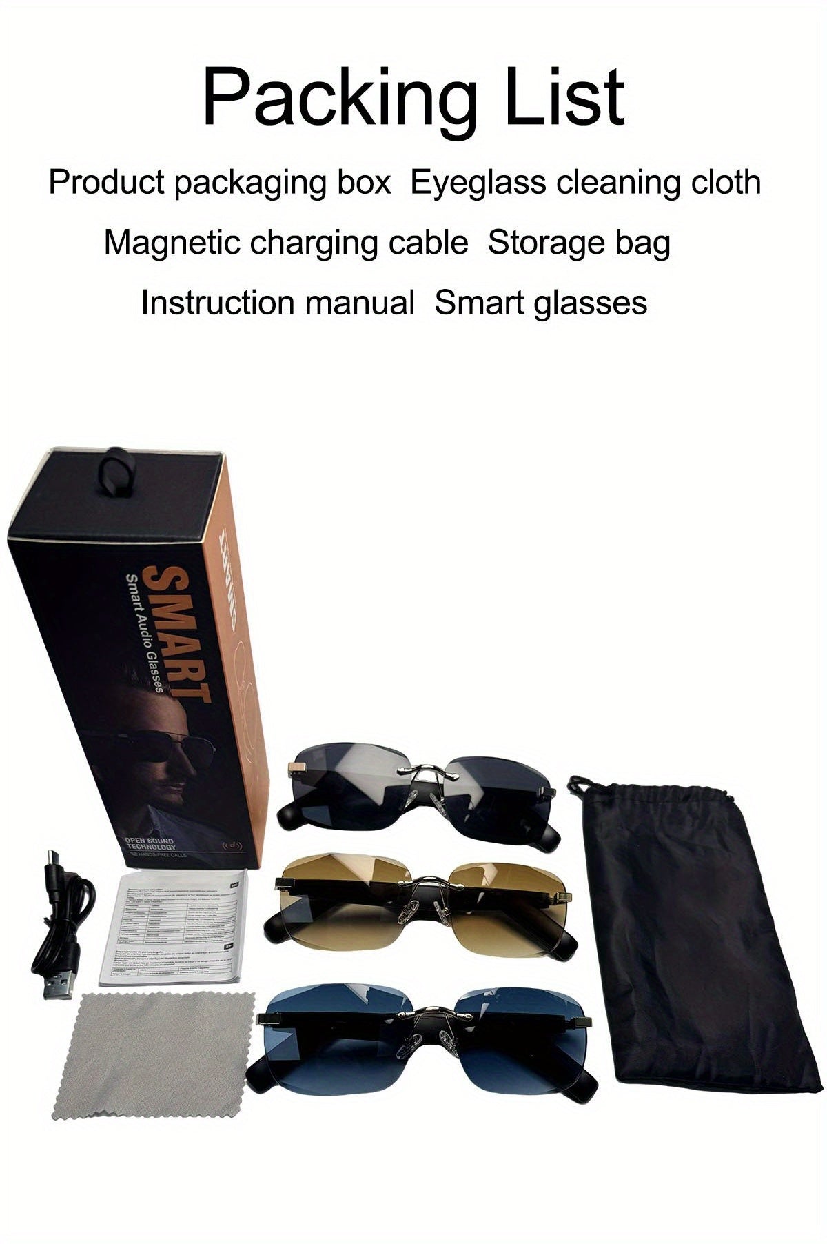 Bluetooth Smart Glasses with Touch Controls & Open Ear Audio – Integrated Microphone, Hands-Free Calls & Music, Polarized Lenses, Ideal for Outdoor Sports, Driving & Everyday Wear