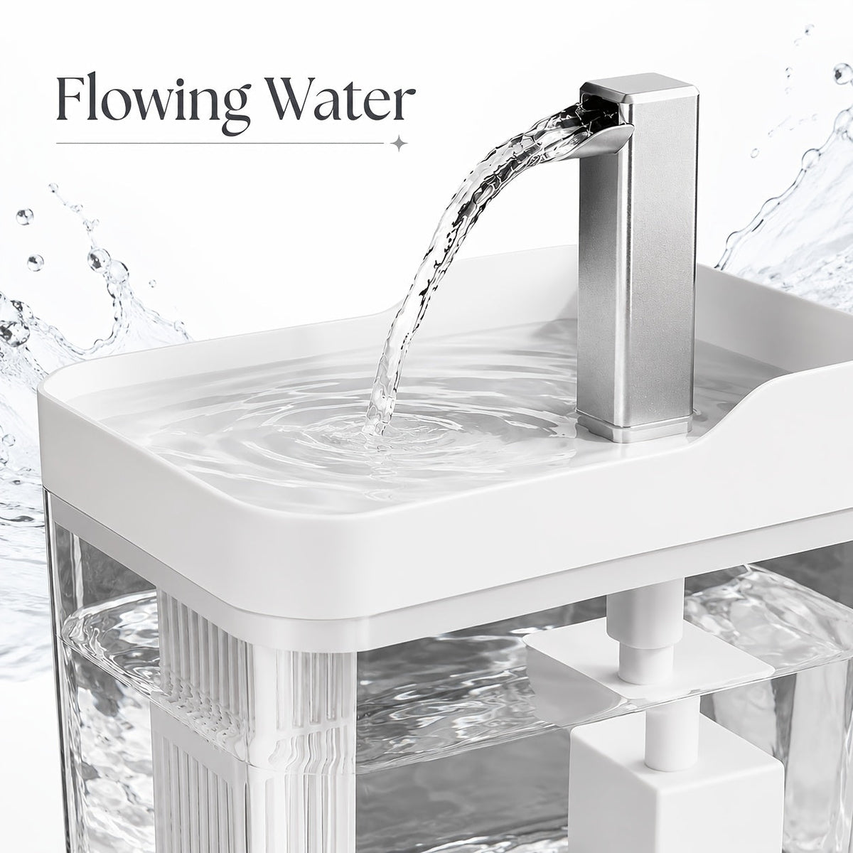 Smart Pet Drinking Fountain, Automatic Recirculating Water Dispenser for Cats and Dogs, Ultra-Quiet, USB Powered, Visible Water Level, Easy to Clean, No Batteries Required