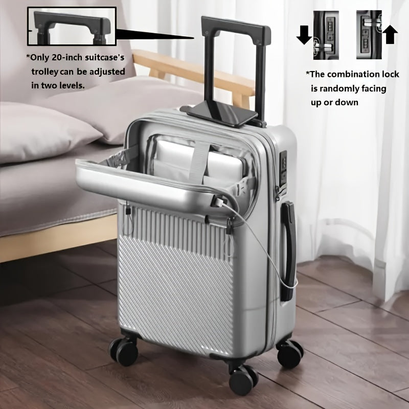 20-Inch Carry-On Luggage with Password Lock – Large Capacity Hardside Boarding Suitcase for Travel in Red White Green Gray