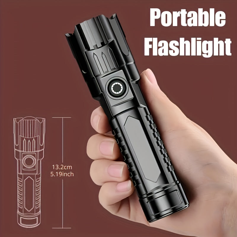 2-Pack High-Powered Zoom Flashlights - 260 Lumens, 150m Range, Retractable Zoom, Portable Mini Flashlight for Camping, Outdoor & Home - USB Charging Included