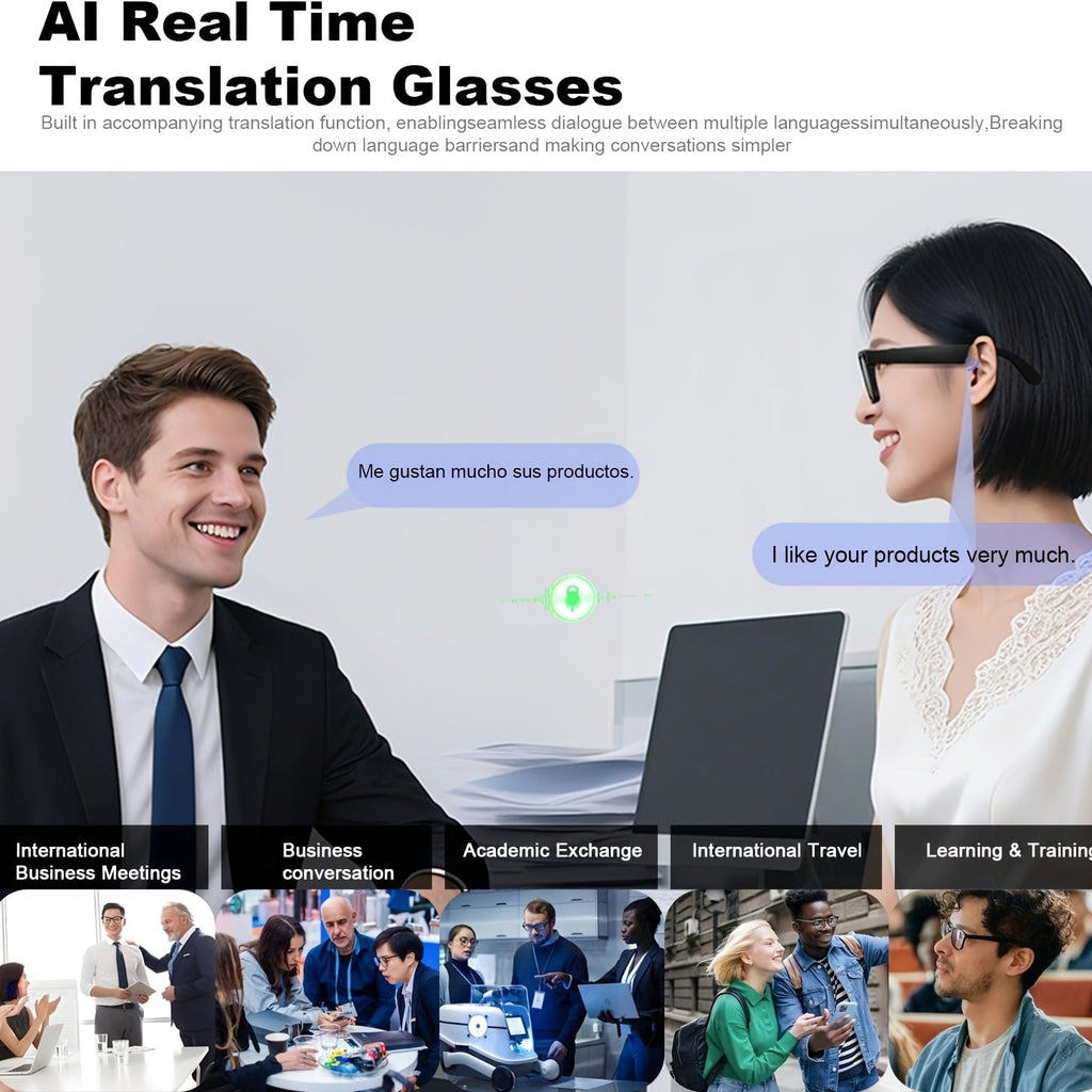AI Smart Glasses with Camera or Audio – Real-Time Translation in 110+ Languages, HD Video Recording, AI Voice Control, Hi-Fi Music & Calling, Photochromic Lenses, Sports & Skiing Outdoor Wearable Tech