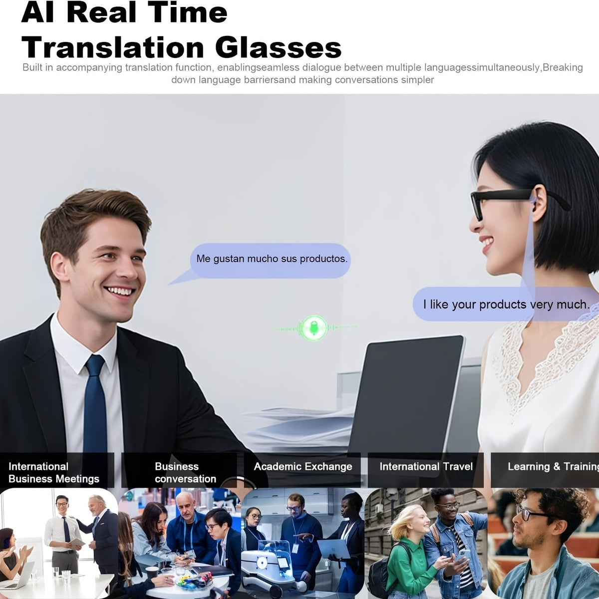 AI Smart Glasses with Camera or Audio – Real-Time Translation in 110+ Languages, HD Video Recording, AI Voice Control, Hi-Fi Music & Calling, Photochromic Lenses, Sports & Skiing Outdoor Wearable Tech
