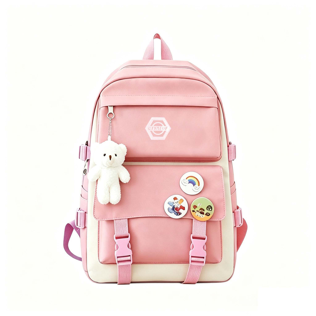 5-Piece Girls' School Backpack Set: Cute, Lightweight Daypack with Tote Bag, Pencil Case & Coin Purse - Durable Student Backpack for School, Hiking & Casual Use