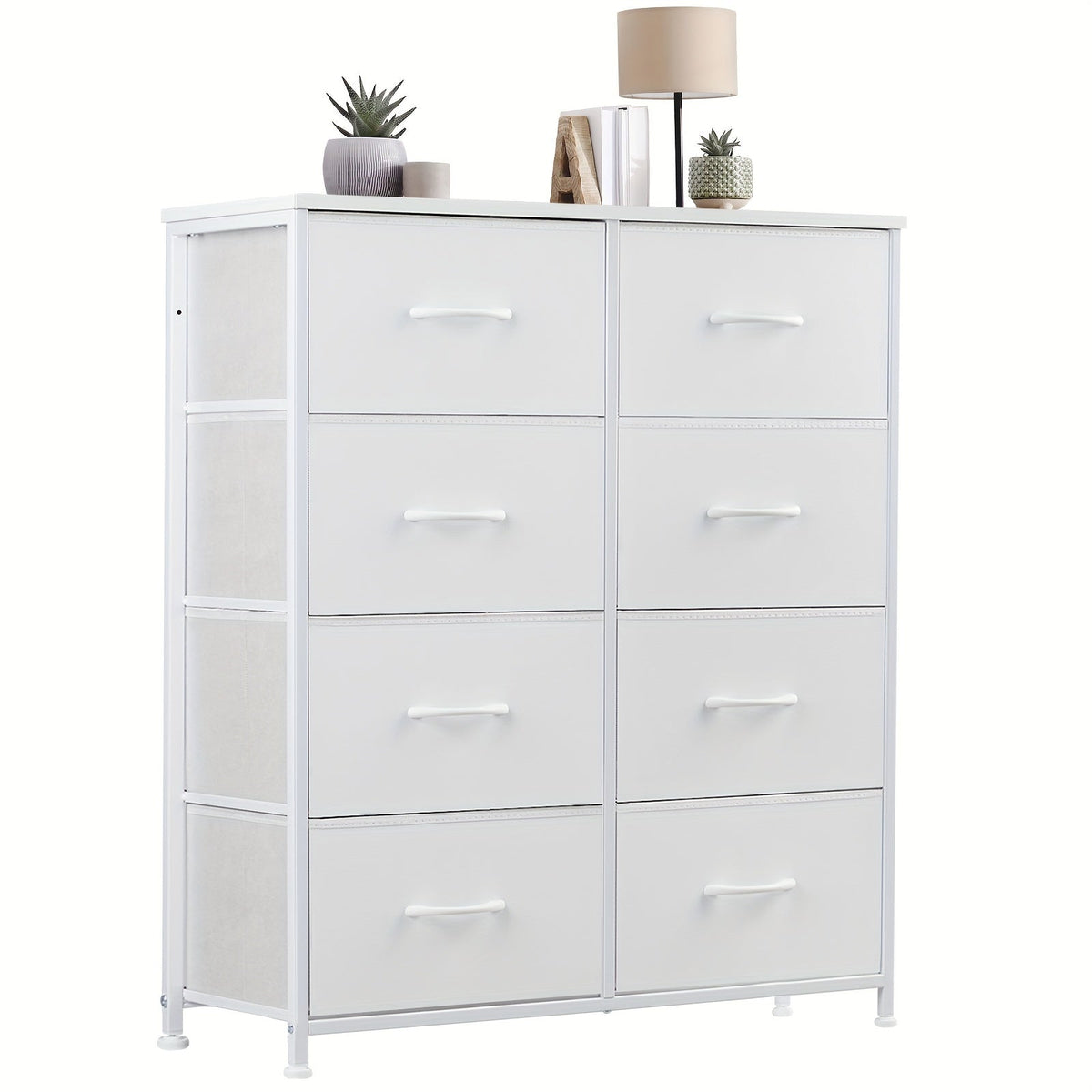 8-Drawer Fabric Dresser with Metal Frame & Wood Tabletop – Clothes Storage Tower Chest Organizer for Bedroom Living Room Entryway