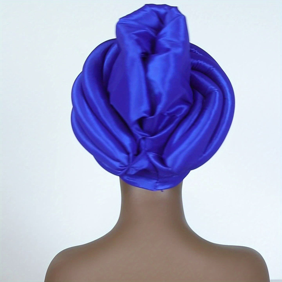 Nigerian Wedding Turban Hat for Women, Elastic Polyester Sponge Festive Headwear, Button Closure, for Religious Occasions, 10 Colors