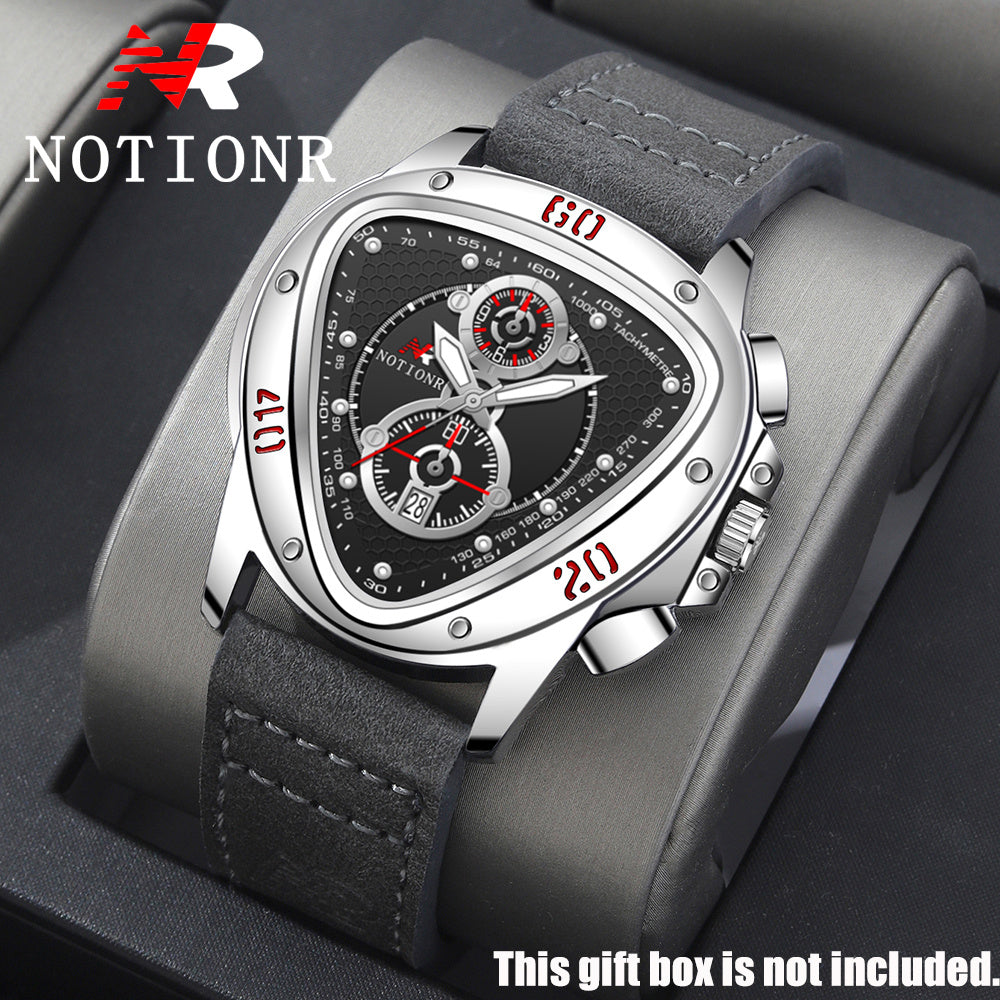 2pcs Men's Watch Set: Sports Triangle Dial Silicone Strap and Retro Square Dial Quartz Watch with Date Display, Casual Dress Watches for Valentine's Day or Father's Day Gift