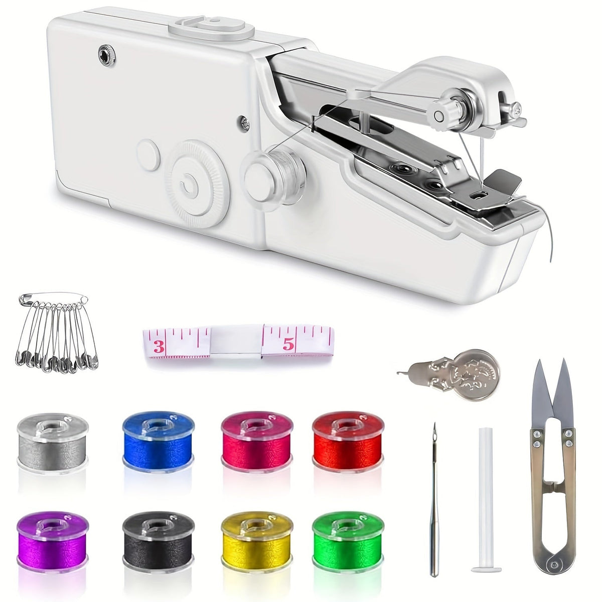 Handheld Mini Sewing Machine 36-Piece Set, Cordless Portable Electric Sewing Kit for Beginners, Adults, Home, Travel, and Clothes Repair (Purple, Black, White, Pink)