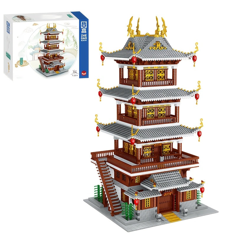 6134-Piece Chinese Ancient Architecture Heavenly Fairy Mirror Building Block Set, Large Difficult Mini Bricks, Adult Puzzle Toy, Home Decor, STEM Gift, Christmas, Birthday, New Year Holiday Present
