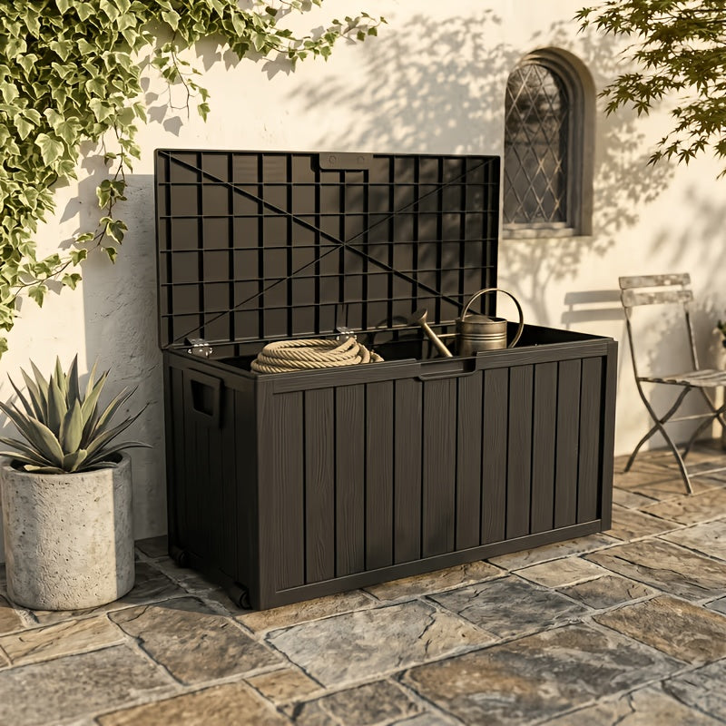 Outdoor Waterproof Storage Box – 35 or 75 Gallon Patio Deck Box, Lidded Weatherproof Storage Chest for Cushions, Pool Toys & Garden Tools, for Backyard, Lawn, Garage & Patio – Nova Mart