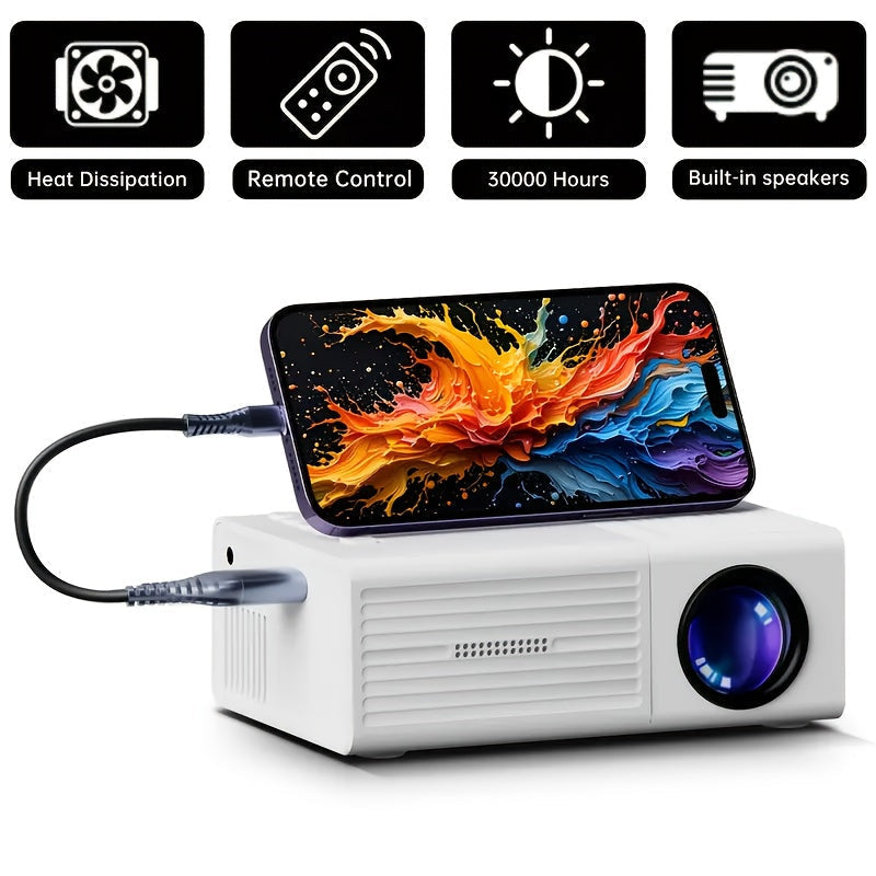 Mini Portable Projector, 4K Supported, 720P Native LCD – Home Theater & Outdoor Movie Projector, Compatible with iPhone, Android, Laptop, USB, HDMI for Gaming, Movies, and Presentations