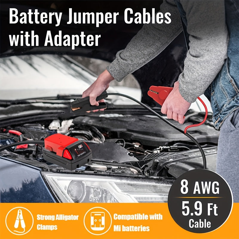 DeWalt Compatible Car Jump Starter Booster Cables with Adapter for DeWalt 20V Battery, Portable Automotive Jumper Cables for Car Jump Starting, Battery Not Included