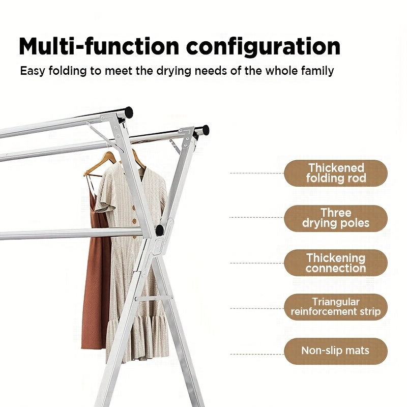 Stainless Steel Clothes Drying Rack 63" & 78.7" Retractable Foldable Heavy-Duty Laundry Drying Rack, Collapsible Indoor/Outdoor Clothesline with Adjustable Length for Balcony, Bedroom, and Laundry Room