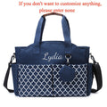 2-in-1 Custom Embroidered Diaper Bag, Personalized Alphabet Quilted Handheld & Crossbody Travel Bag for Mom & Dad, 4 Font Styles, Navy Blue & Grey