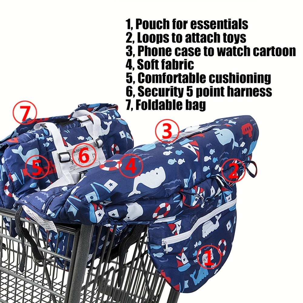 Thickened Baby Seat Cushion & Protective Mat for Stroller High Chair & Shopping Cart Trolley, Soft Comfortable Hollow Filling Seat Pad, 3 Colors Including Black Colorful & Grey