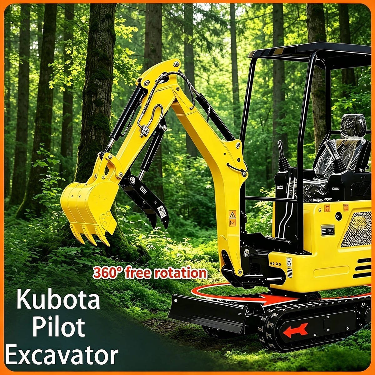 1.8 Ton Mini Excavator R327 Kubota D722 EPA Tier 4 Diesel Side Swing Boom 8-Way Pilot Control Expandable Tracks 35.5–47.4" 5.8ft Dig Depth 6 Attachments Quick Connect 90% Pre-Assembled USA Warehouse