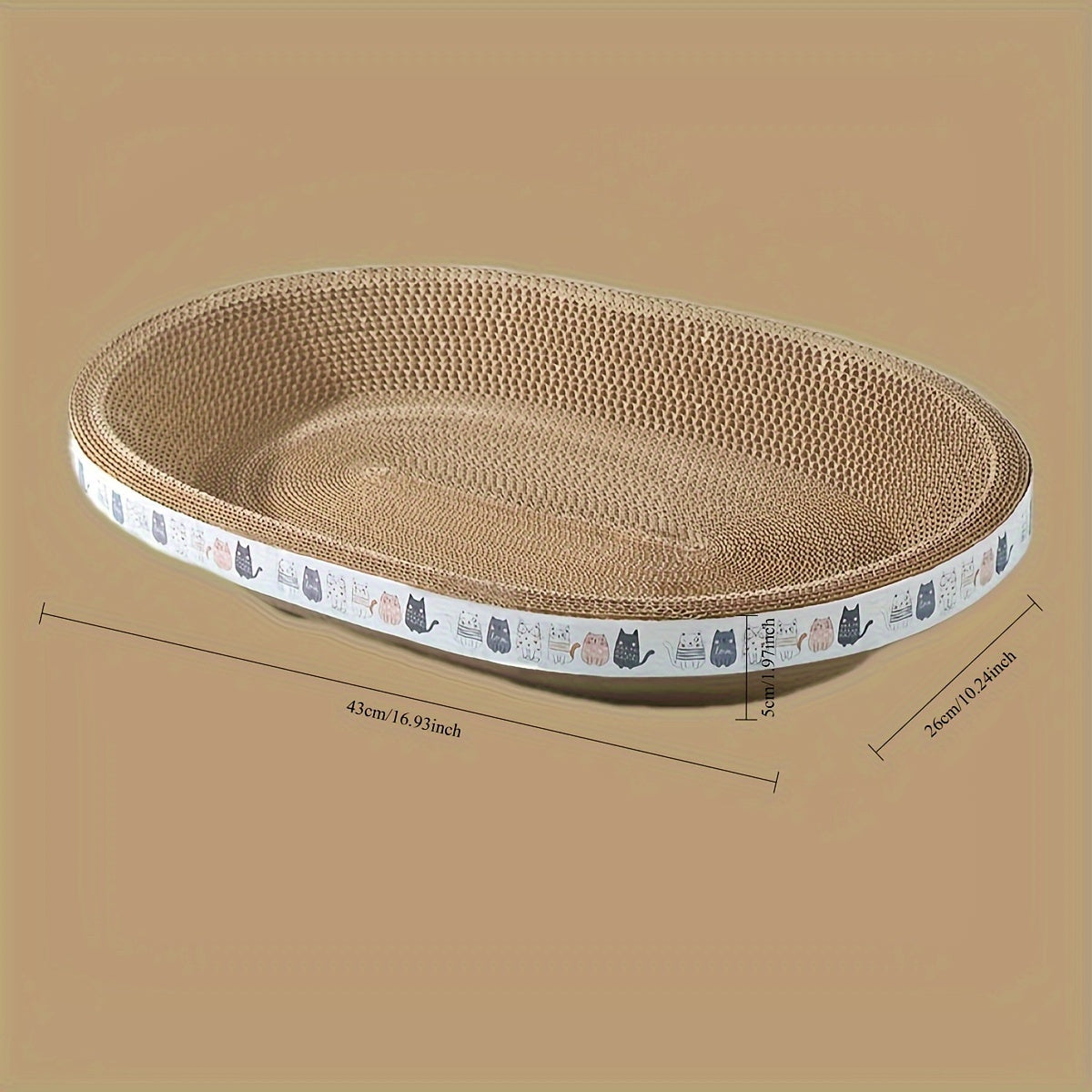 Oval Cat Scratcher Lounge Durable Corrugated Cardboard Cat Scratch Pad Cozy Cat Bed for Scratching, Relaxation, and Play - Furniture for Indoor Cats and Kittens