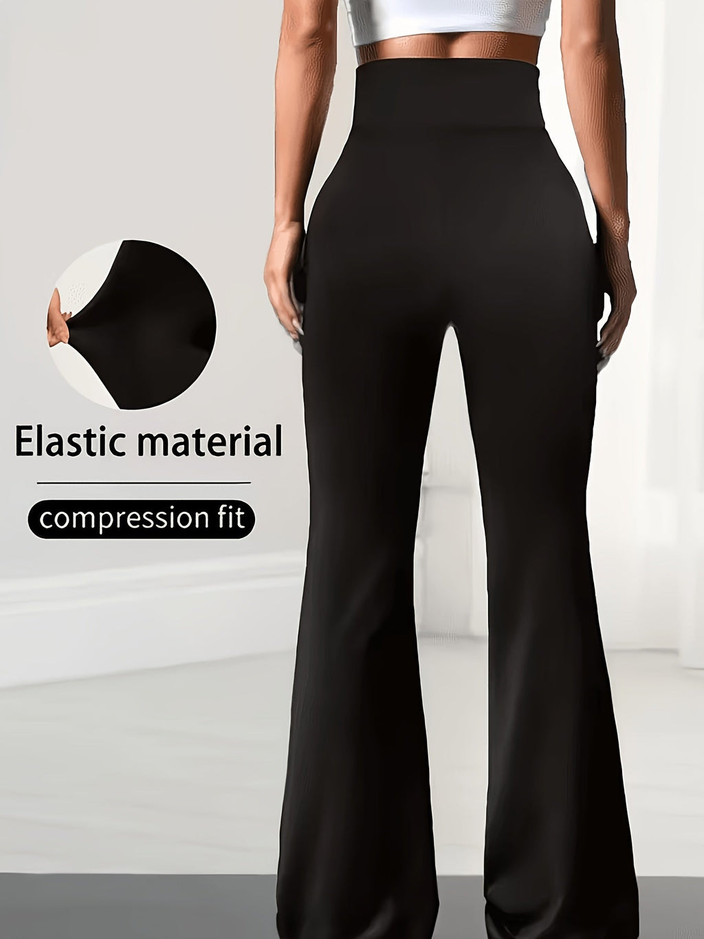 Women's Tummy Control Flare Pants High-Waisted Bell Bottoms Slimming Wide-Leg Yoga Pants Stretchy Fitted Bootcut Trousers S-XXL