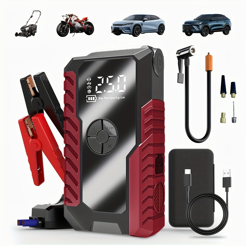 3000A 9-in-1 Car Jump Starter with Built-in Tire Inflator, USB Ports & LED Emergency Light – 12V Portable Wireless Battery Booster for Cars, Trucks & SUVs – Roadside Emergency Tool – Velora
