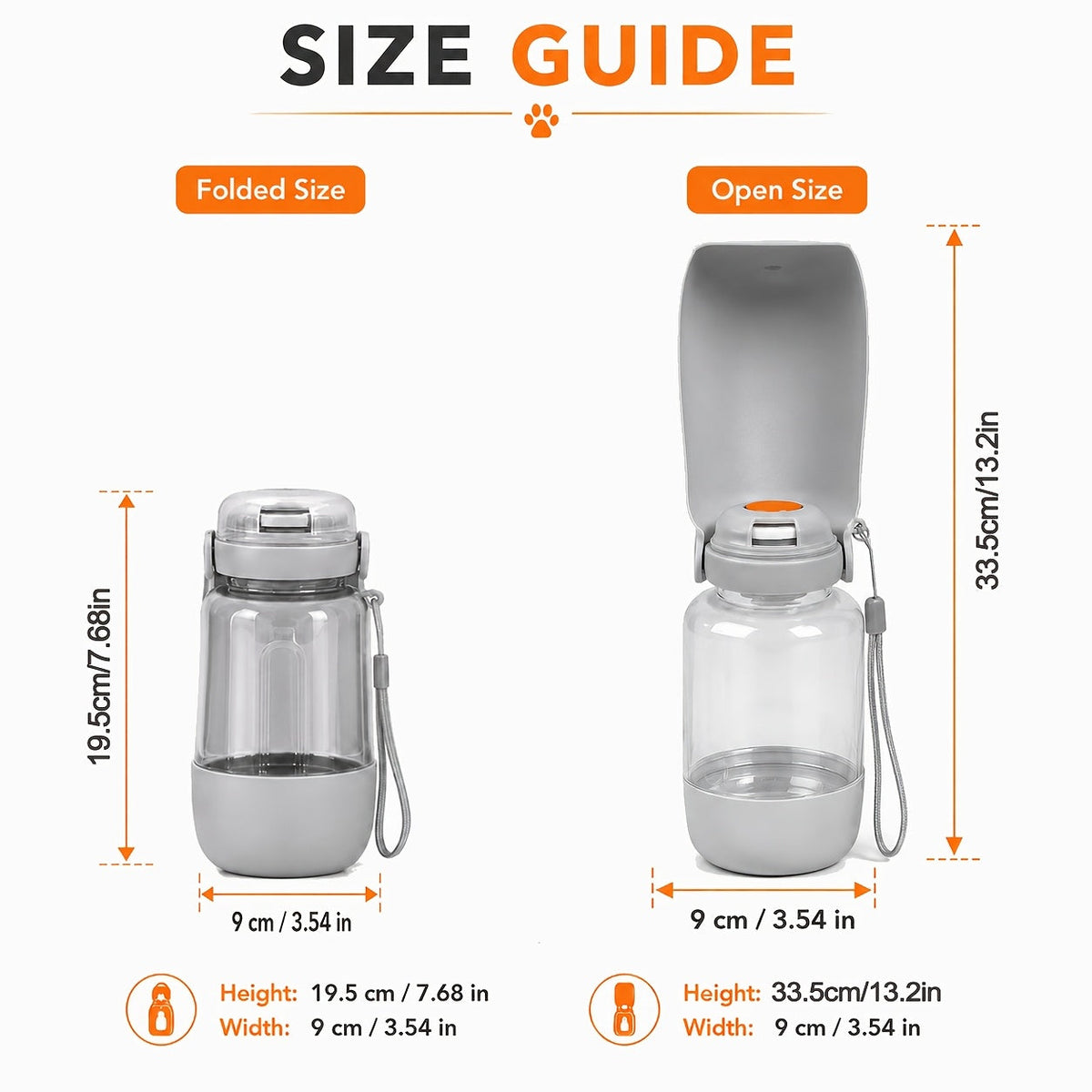 Portable 2-in-1 Dog Water Bottle with Food Bowl - 520ML Leak-Proof Pet Travel Water Dispenser for Dogs and Cats, Large Capacity Outdoor Hydration Cup for Walking, Hiking, and Camping