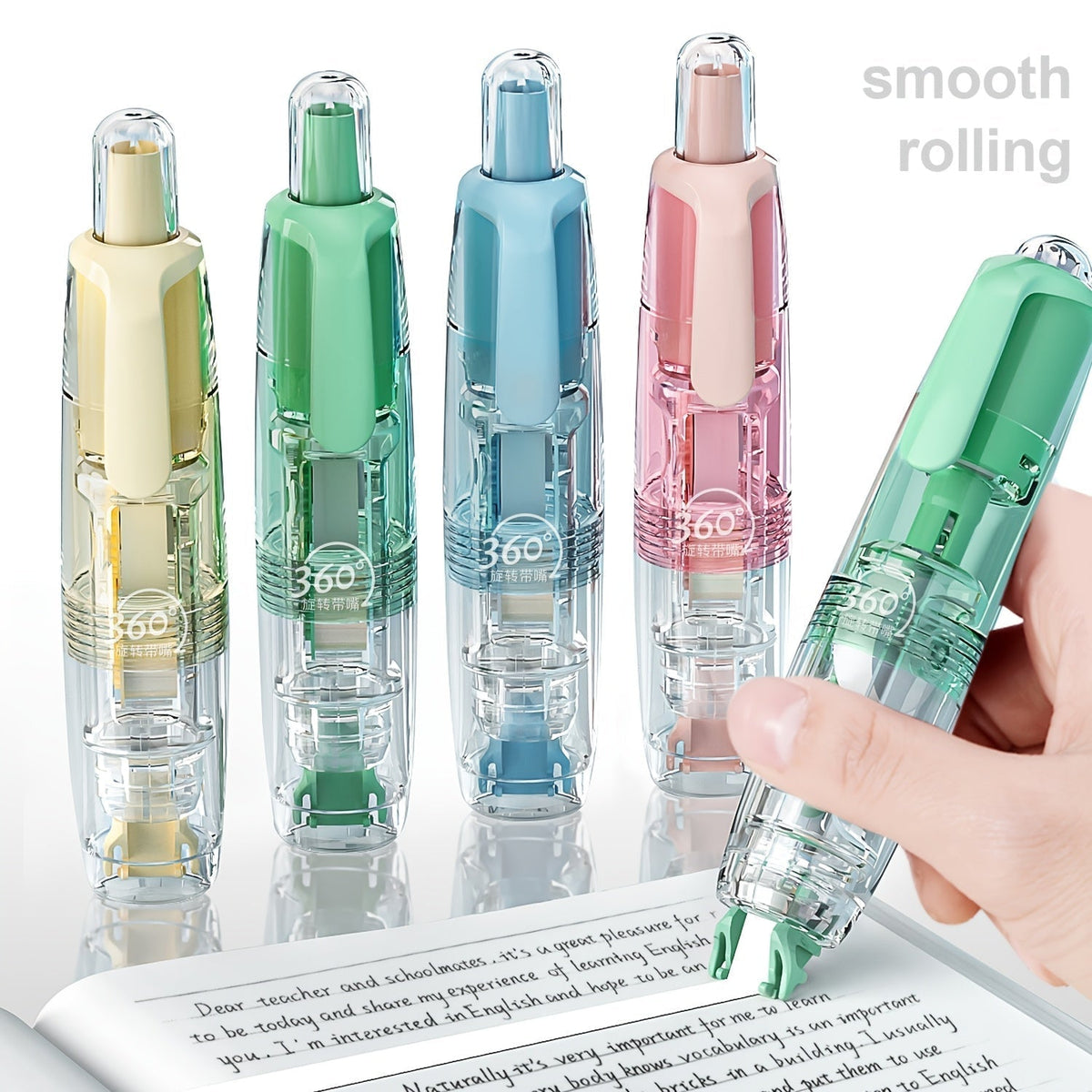 Retractable Correction Tape with Refills – Mess-Free Instant Error Correction for School, Office & Home, 1pc + 2 Refills or 4-Pack + 8 Refills, Smooth Dry Correction Tape Back to School Supplies