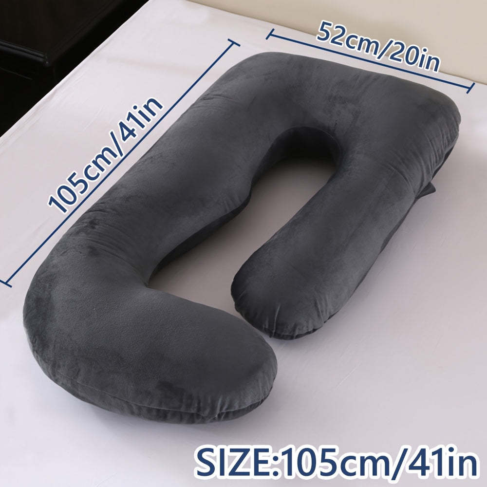 J & U-Shaped Pregnancy Pillow, Full Body Maternity Pillow with Velvet & Flannel Cover, Back, Legs & Belly Support for Pregnant Women, 43", 47" & 55", Multiple Colors