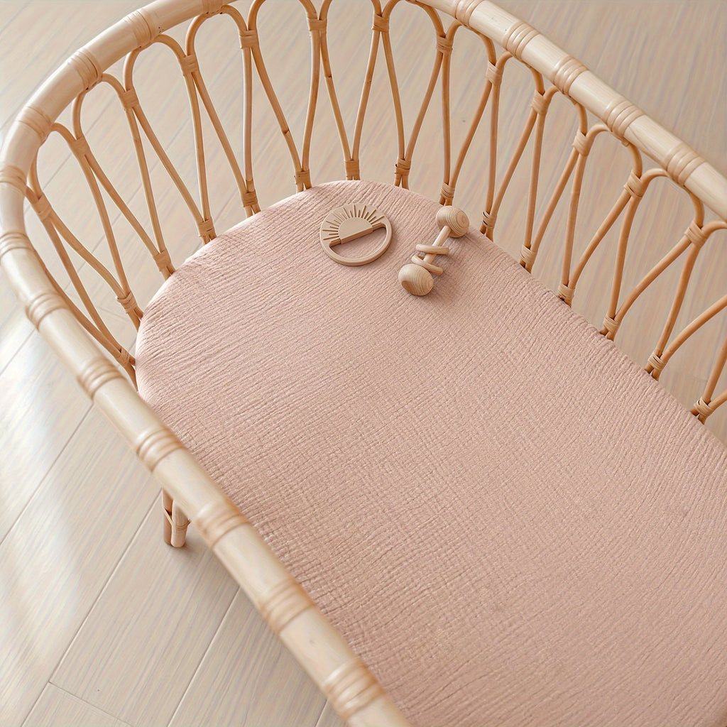 2-Pack Muslin Fitted Bassinet Sheets, Soft Breathable Baby Bassinet & Cradle Sheets for Baby Girl & Boy, Floral Pink, Chestnut Posy, Camel Sun & Brown Cream