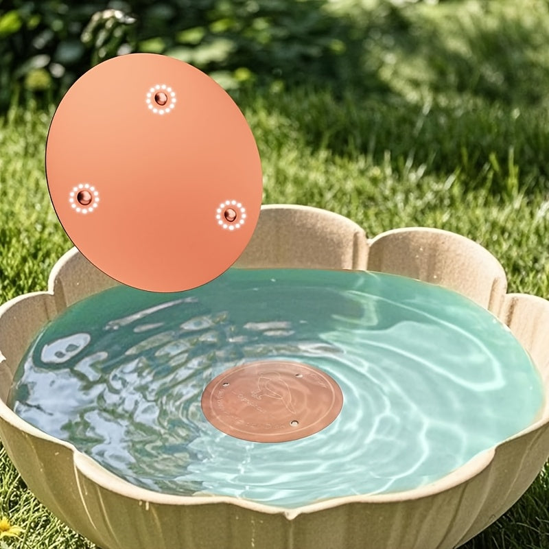 Bird Bath Copper Purification Disk & Water Wiggler 99% Pure Copper 4-Inch Round 1mm Reinforced Triple-Point Support for Safe Clean Water – Universal Fit for All-Season Outdoor Birdbath Bowls