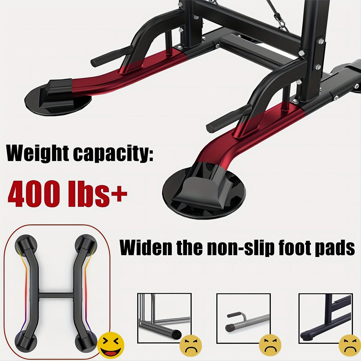 Power Tower Pull Up Bar Dip Station – Adjustable Height 50"-90.6", 330LBS Multi-Function Strength Training Equipment for Men & Women Home Gym, Free Elastic Bands Included