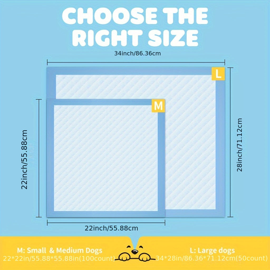 XL Dog Pee Pads 34x28 Inch 100 Count Disposable - Super Absorbent Leak-Proof Odor Control Training Pads for Puppies, Large Dogs, and Elderly Dogs, Extra Large Potty Pads for Indoor Use, Blue