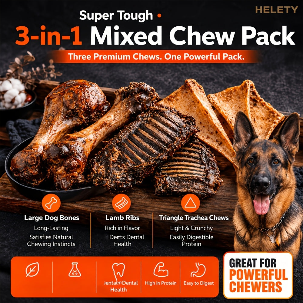 Long-Lasting Beef Bone Dog Chews, Large Beef-Flavored Chew Bones for Medium and Large Dogs, Natural Daily Reward Treats for Indoor and Outdoor Snacking, Pet Dental Chews