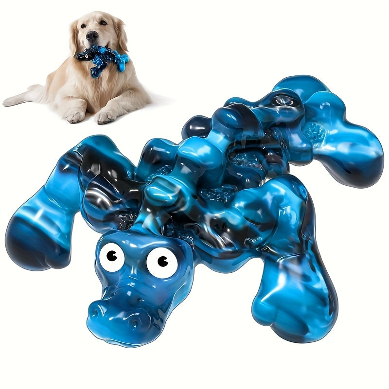 Indestructible Crocodile Dog Chew Toy – Durable Nylon & Rubber Squeaky Chew for Aggressive Chewers 20-100 lbs, Milk Flavor, Teeth Cleaning Bumpy Texture, for Large, Medium & Small Dogs