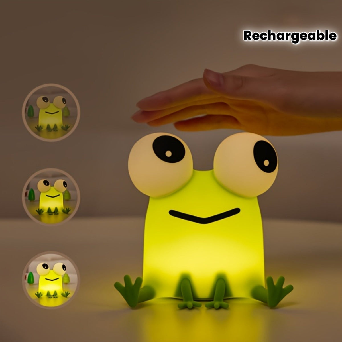 Frog Silicone Night Light, USB Rechargeable Bedside Lamp with 3-Level Dimming & Timer, Cute Kids Room & Teen Bedroom Decor Light for Bookshelves Dressing Tables & Parties, Birthday & Holiday Gift