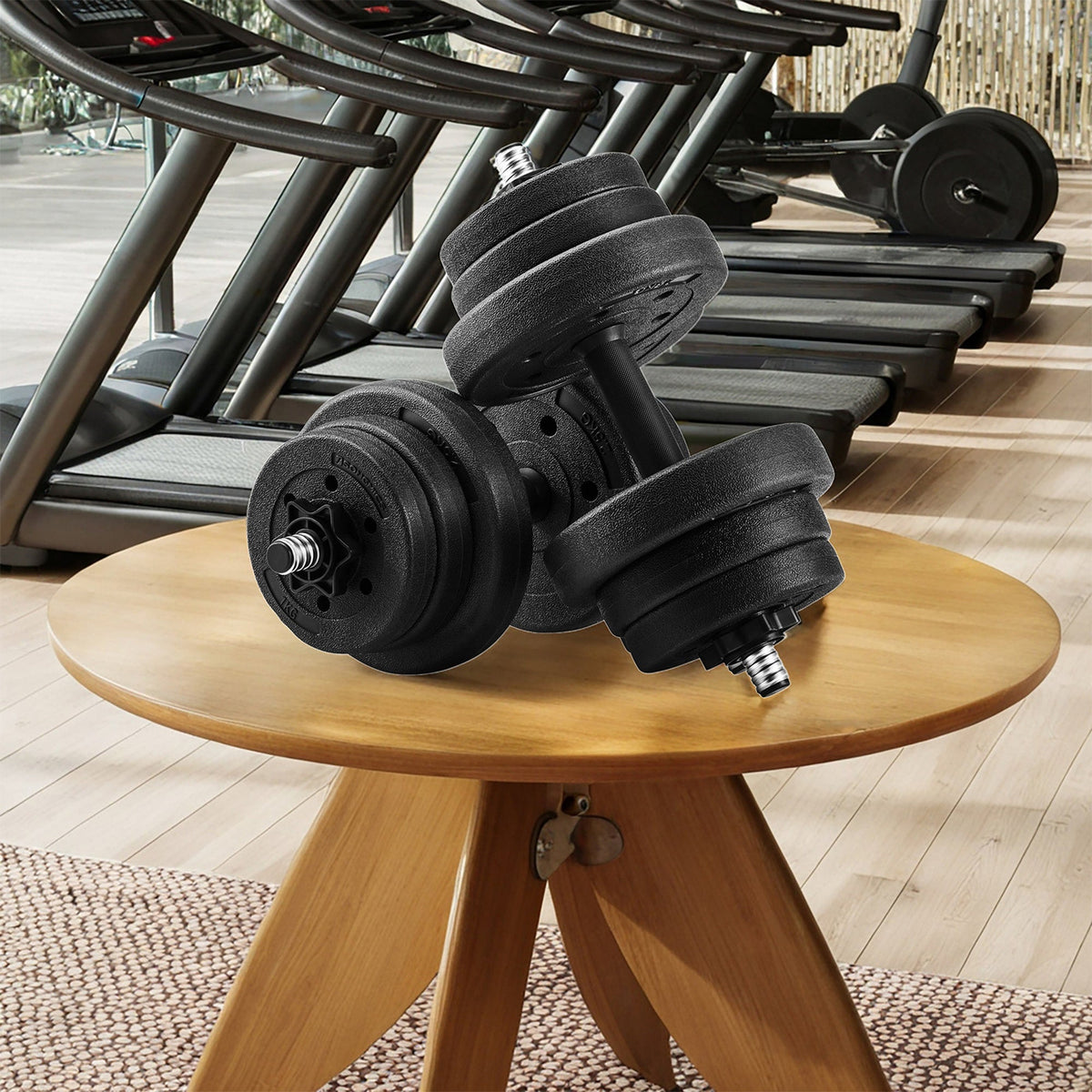Adjustable Dumbbells Set 44 lb Pair, 7 Weight Options 11-44 lbs, Non-Slip Handle, PE Shell Cement Core, Home Gym Fitness Training Weights for Men and Women, Black