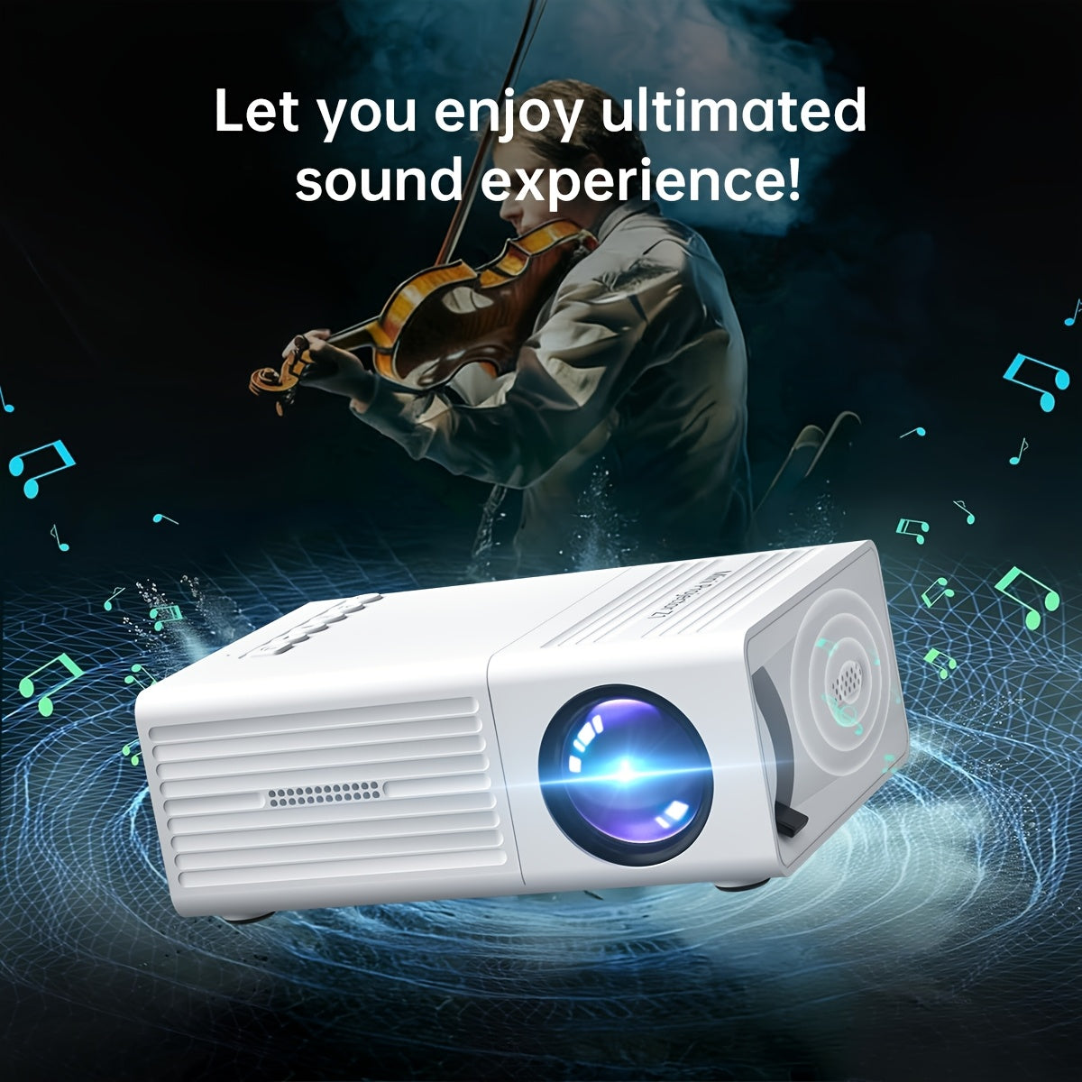 Portable Projector, 1080P Supported, 1280x720 Native Resolution, with Remote Control, USB Compatible with Smartphones, Tablets, Laptops, TV Sticks, Big Screen Home Theater