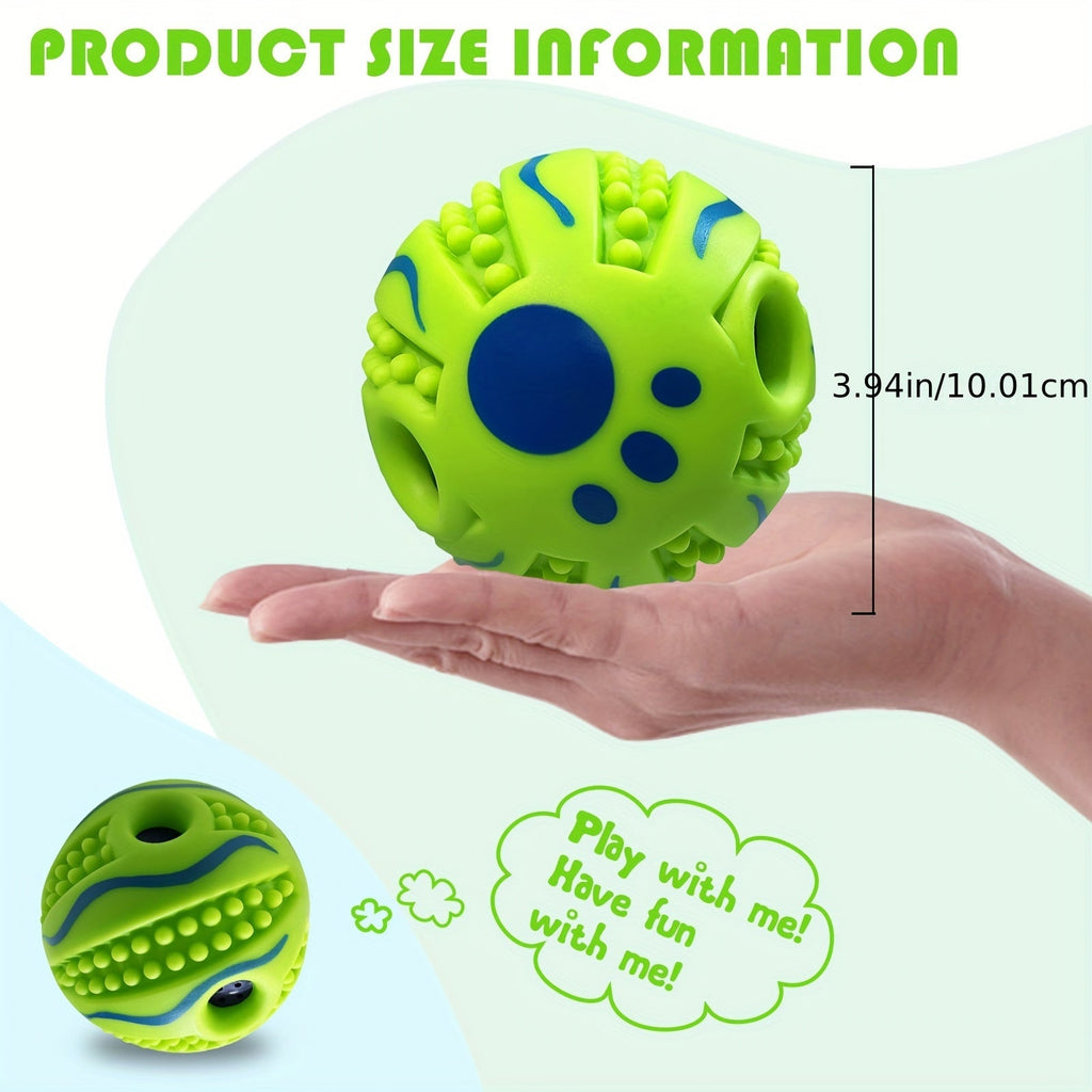 Spiky Rolling Sound Ball Dog Toy 3.94" - Interactive Funny Sound Teeth Cleaning Herding Ball, Training Play Toy for Medium and Large Dogs, Durable Rubber Sensory Ball with Squeaky Noise