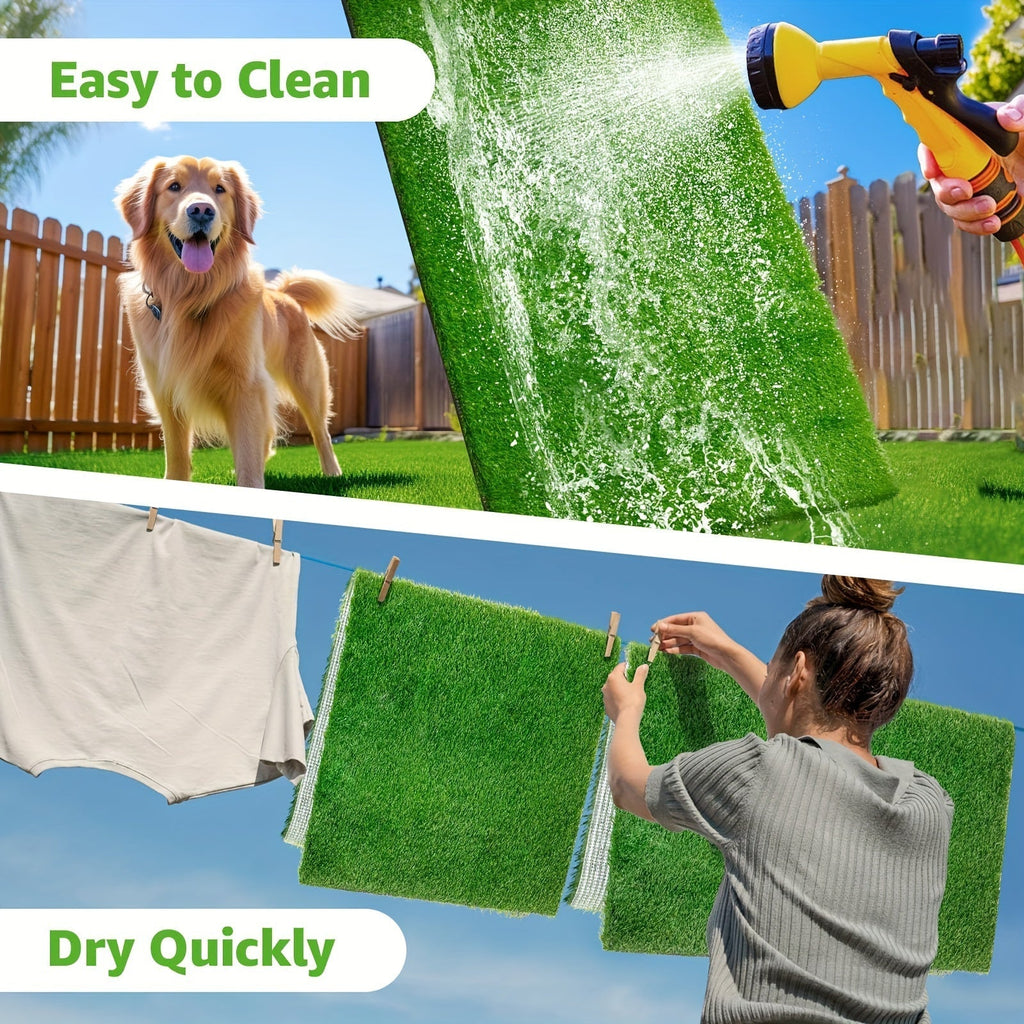 2-Pack Washable Dog Potty Training Mat, Reusable Artificial Grass Pad with Odor Control for Puppies and Adult Dogs, Indoor/Outdoor Housebreaking and Travel Pet Waste Solution