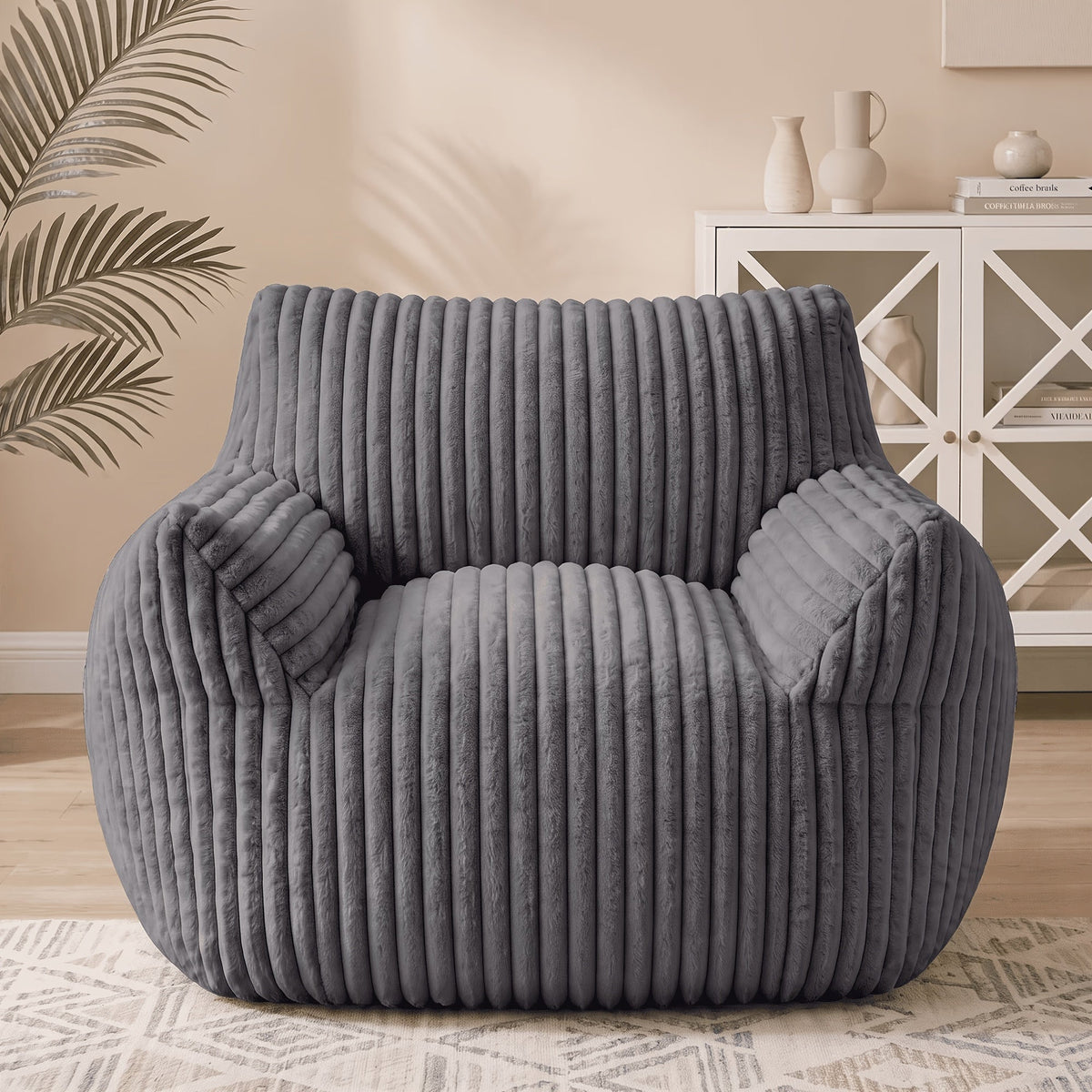 Plush Bean Bag Chair with Armrests, Fluffy Cloud Couch Ultra Soft Cozy Single Sofa, Comfy Beanbag Chair for Napping Reading Relaxing, Bedroom Living Room Dorm Lounge Chair, Multiple Colors