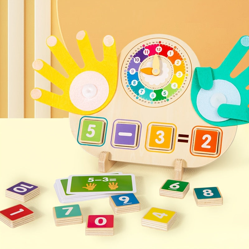 Wooden Clock Learning Toy for Kids – Clock Hands, Finger Counting Math Tool for Teaching Time | Educational Toy for Toddlers & Preschoolers | Easter & Christmas Gift for Boys & Girls Ages 3+
