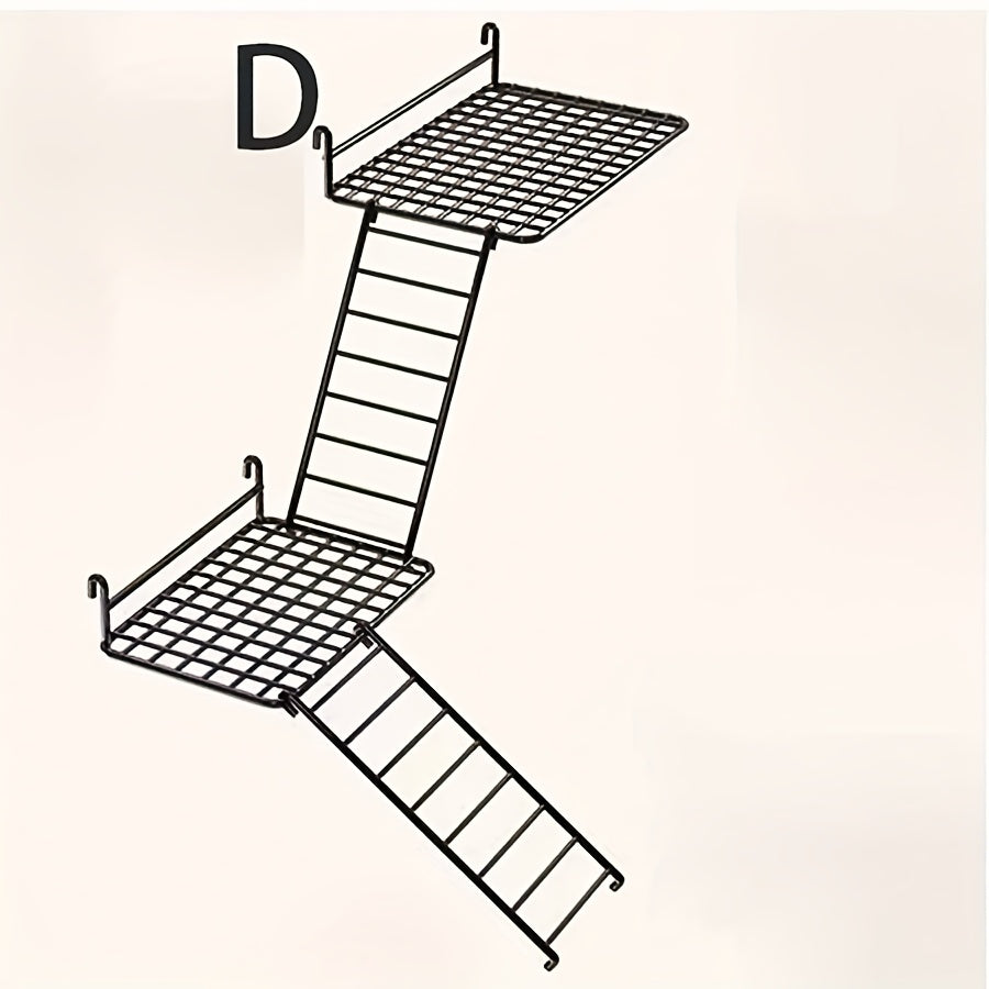 Metal Bird Ladder Climbing Frame - Parrot Perch Stand with Swing Toy for Parakeets, Cockatiels, Lovebirds & Small Birds - Durable Steel, Easy Install, Cage Accessory for Bird Enrichment