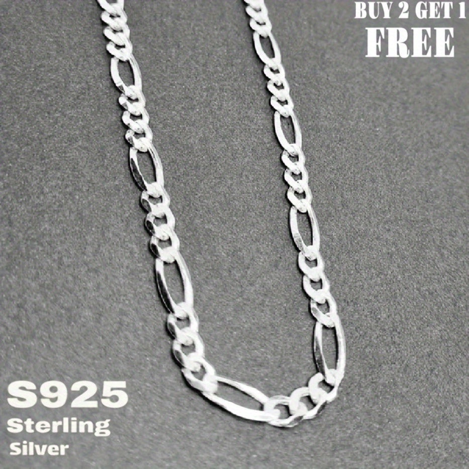 925 Sterling Silver Figaro Chain Necklace – 6mm Wide, 18 to 24 Inches, Unisex for Men & Women, Includes Gift Box – Classic Silver Chain for Everyday Wear & Gifting