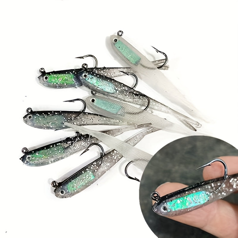 20pcs Bionic Soft Fishing Lures with Hook – Realistic Gray Fish Bait for Bass, Sea Bass, and Snakehead, Lead-Weighted Freshwater and Saltwater Fishing Lure Set
