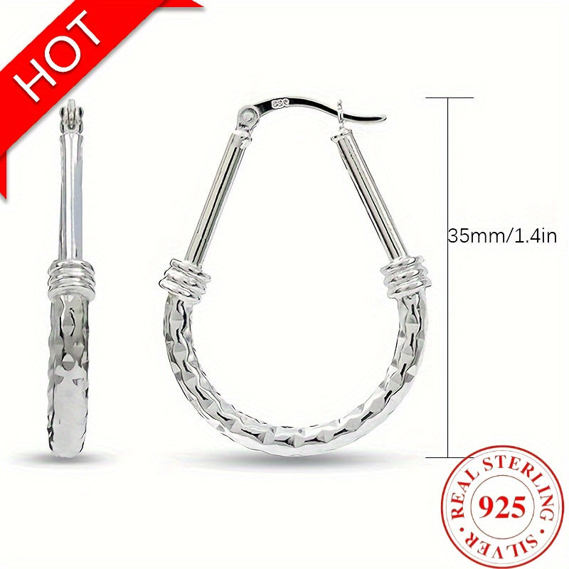 S925 Sterling Silver Hoop Earrings, Italian Classic Design, Elegant Luxury, Daily Wear, Engagement Wedding Gift for Wife/Girlfriend