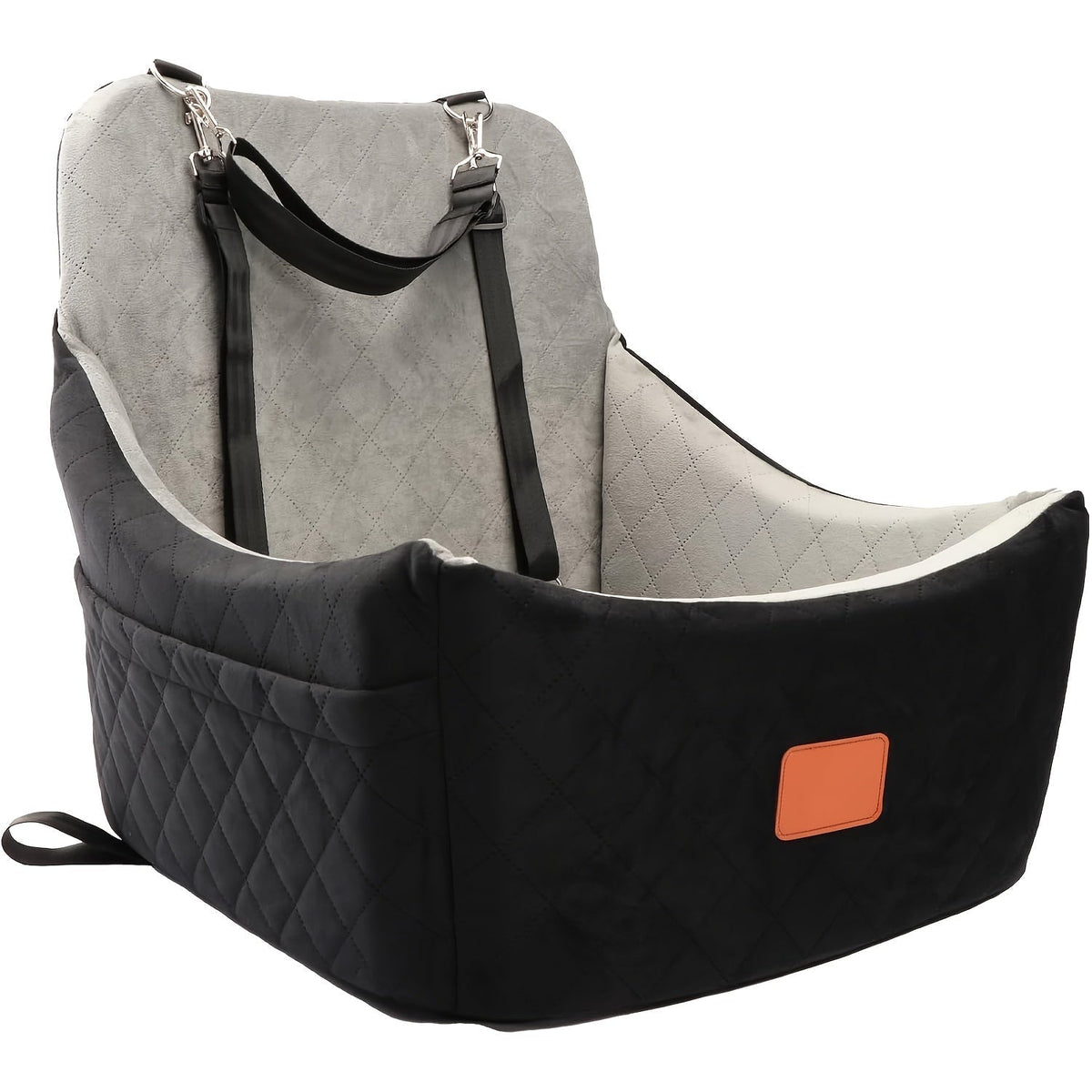 Dog Car Seat for Medium to Large Dogs – Washable Memory Foam Pet Travel Car Bed with Seat Belt Pass-Through, Adjustable Straps & 3-Point Installation, Gray, Black, Brown, All Black, Black-Gray