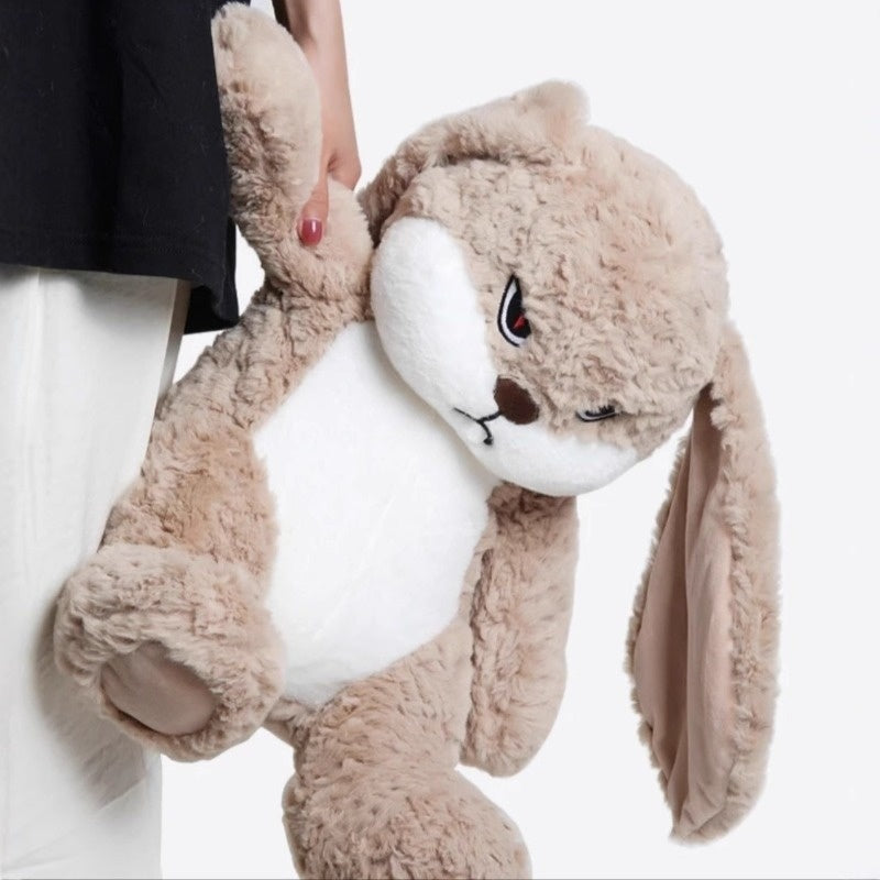 Bunny Rabbit Plush Stuffed Animal Pet Toy with Vivid Eyes, Fluffy Ears, Soft Huggable Interactive Cuddle Toy for Cats, Kittens, Dogs, and Puppies - Devil Long-Eared Rabbit Design