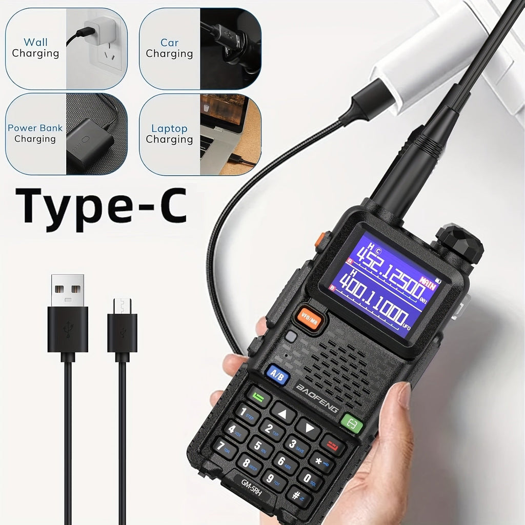BAOFENG GM-5RH 10W Long Range GMRS Radio 2-Pack - Handheld Two-Way Radio with NOAA Weather, USB-C Charging, 999 Channels, 2500mAh Battery, 771 & 805S Antenna for Hunting, Camping, and Climbing