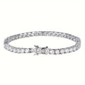 Moissanite Tennis Bracelet 925 Sterling Silver Round Cut Lab-Created Diamond Safety Buckle Elegant Luxury Jewelry Gift for Men and Women Christmas