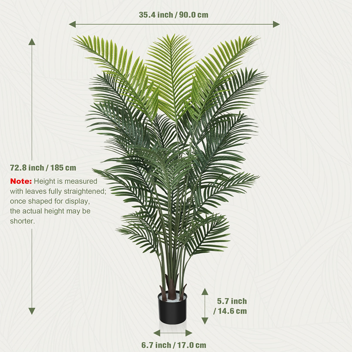Artificial Palm Tree 4/5/6ft – UV-Resistant Faux Areca Palm with Realistic Dense Leaves & Black or White Planter Option for Living Room Patio Office Commercial Decor