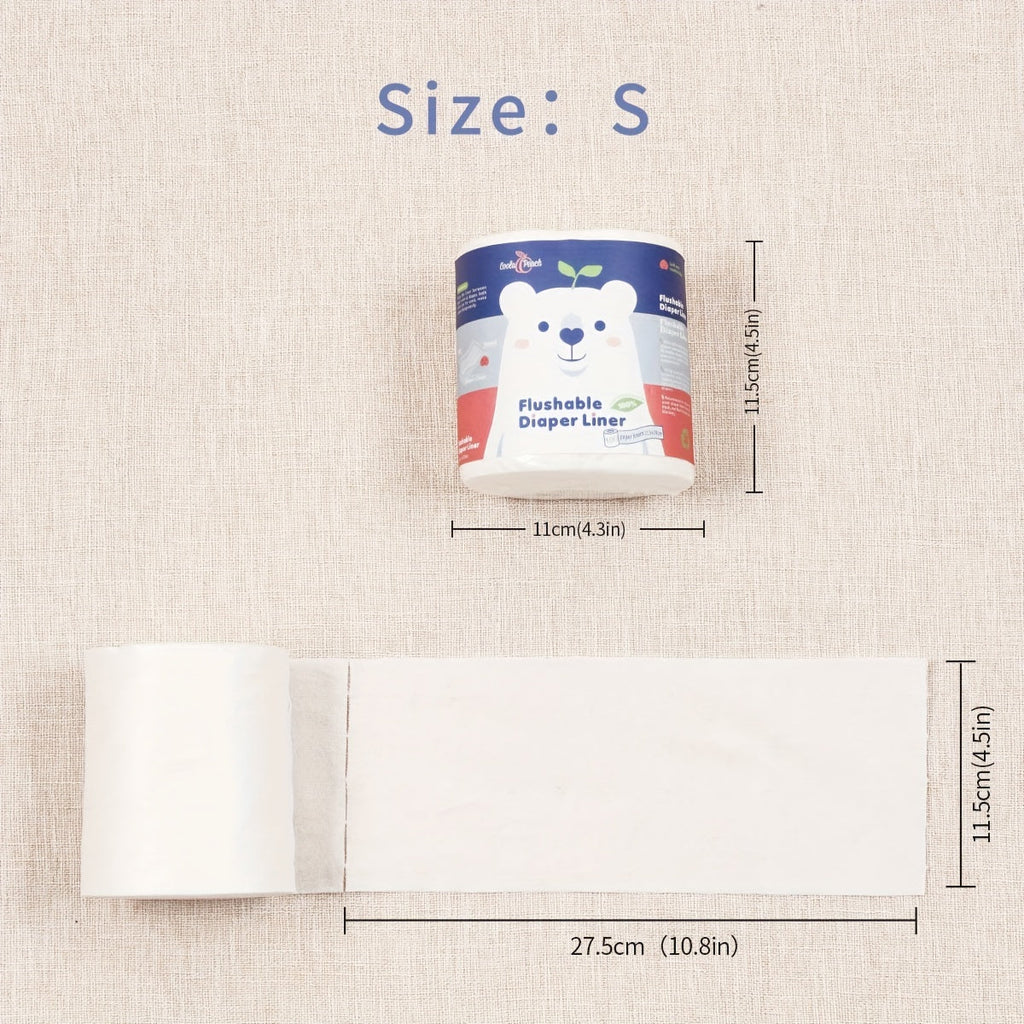 2-Pack Bamboo Flushable Diaper Liners for Baby Cloth Diapers, Fragrance-Free & Chlorine-Free Disposable Cloth Diaper Inserts, Gentle on Baby Skin, S+S S+L & L+L Size Options