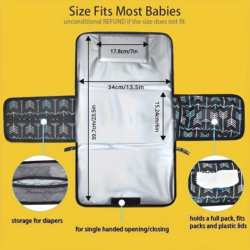 Portable Baby Changing Mat for Travel, Waterproof One-Handed Diaper Change Pad for Changing Bag or Table, Foldable Unisex Newborn Essential, Perfect Baby Shower Gift