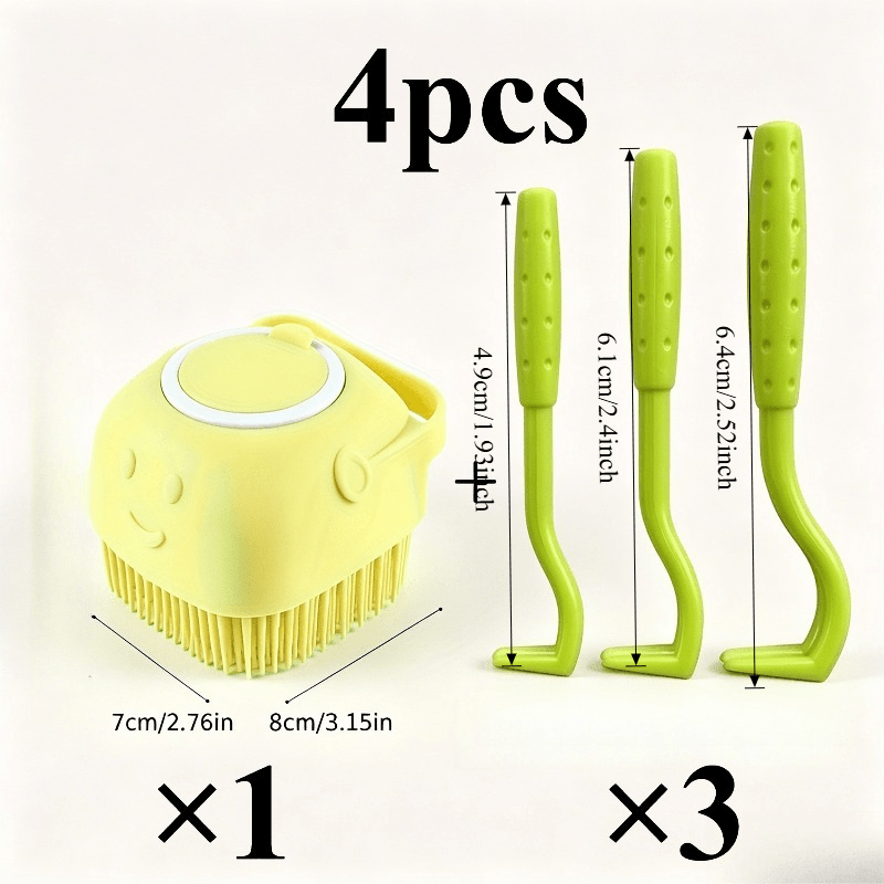 宠物洗澡刷带除蜱工具 - 柔软按摩刷毛，人体工学手柄及可拆卸盖子方便清洁，通用猫狗洗澡刷适用于中小型宠物，洗护用洗发水按摩刷